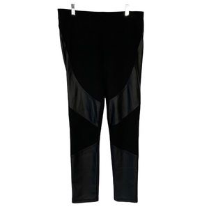 🛍 5 for $25 BUFFALO David Bitton Black High-Rise Faux Leather Knit Leggings L